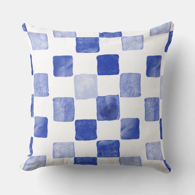 Almofada Travesseiro decorativo de Aquarela Azul (Frente)