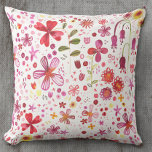 Almofada Travesseiro decorativo de Aquarela de Flor Selvage<br><div class="desc">Flor silvestre e aquarela,  brilhantes e felizes,  e deixa a pintura de um jardim sobreplantado,  em vermelho,  rosa,  roxo e amarelo,  sobre fundo branco. Arte original de Nic Squirrell. Perfeito para jardineiros,  amantes da natureza,  artistas e floristas.</div>