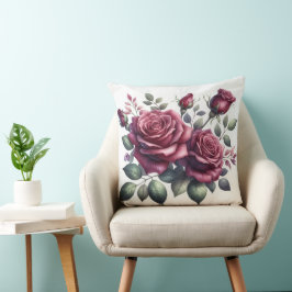 Almofada Travesseiro decorativo de Aquarela Elegante Burgun