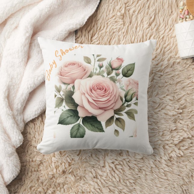 Almofada Travesseiro decorativo de Aquarela Rosas (Cobertor)