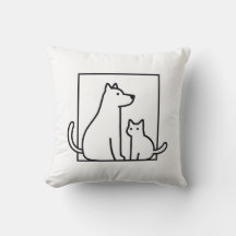 Travesseiro decorativo de Arte de Linha de Cão e G