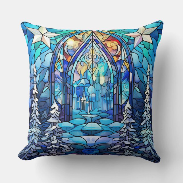 Almofada Travesseiro decorativo de Arte de Vidro Estreito - (Frente)