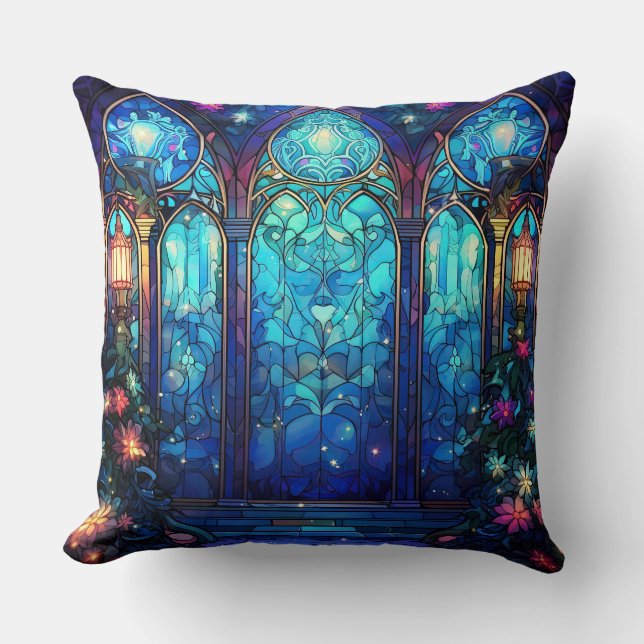 Almofada Travesseiro decorativo de Arte de Vidro Estreito - (Frente)