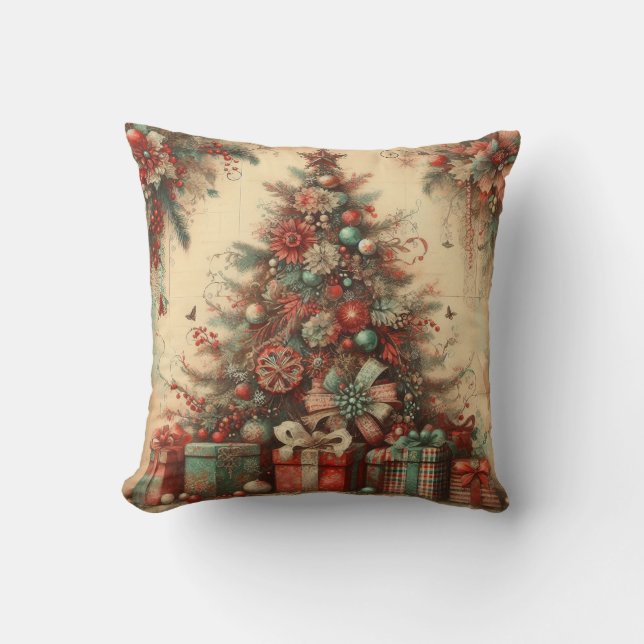 Almofada Travesseiro decorativo de Árvore de Natal Clássica (Frente)