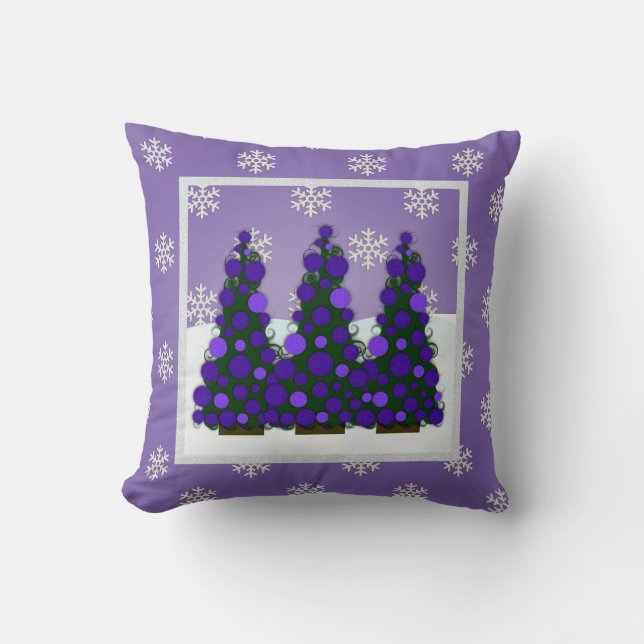 Almofada Travesseiro decorativo de Árvore de Natal Roxo (Frente)