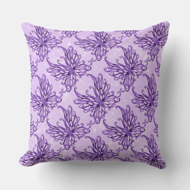 Almofada Travesseiro decorativo de Asas de Fada Roxo (Frente)