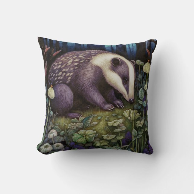 Almofada Travesseiro decorativo de Badger Meia-Noite (Frente)