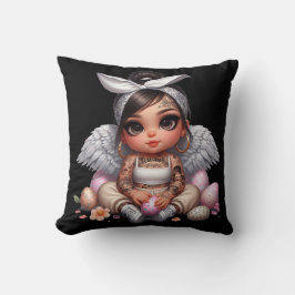 Almofada Travesseiro decorativo de bebê anjo preto