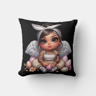Almofada Travesseiro decorativo de bebê anjo preto