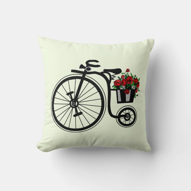 Almofada Travesseiro decorativo de bicicleta de flores - pe (Frente)