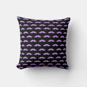 Almofada Travesseiro decorativo de bigode preto e roxo
