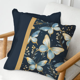 Almofada Travesseiro decorativo de borboleta azul padrão
