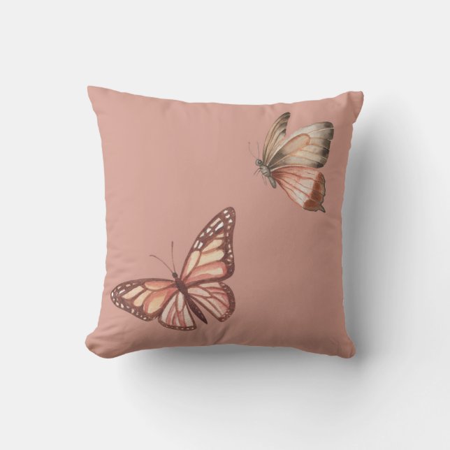 Almofada Travesseiro decorativo de borboleta rosa Pastel (Frente)