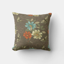 Almofada Travesseiro decorativo de Borboletas Castanho Trad