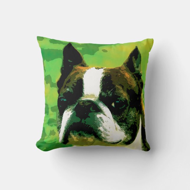 Almofada Travesseiro decorativo de Boston Terrier (Frente)