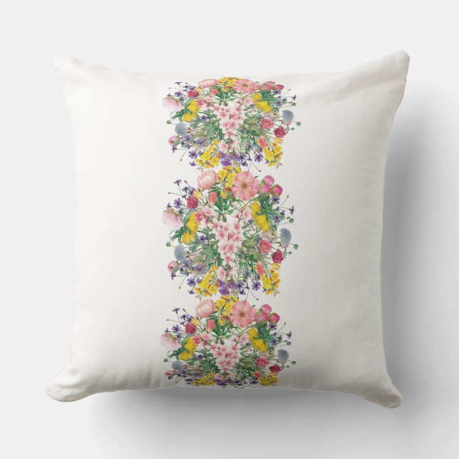 Almofada Travesseiro decorativo de Buquê de flor selvagem (Frente)