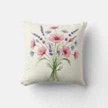 Travesseiro decorativo de buquê de flor selvagem