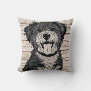 Almofada travesseiro decorativo de Cachorro Negro e Branco