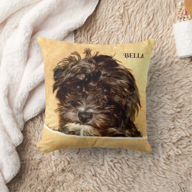 Almofada Travesseiro Decorativo de Cachorro Schnoodle com T (Cobertor)