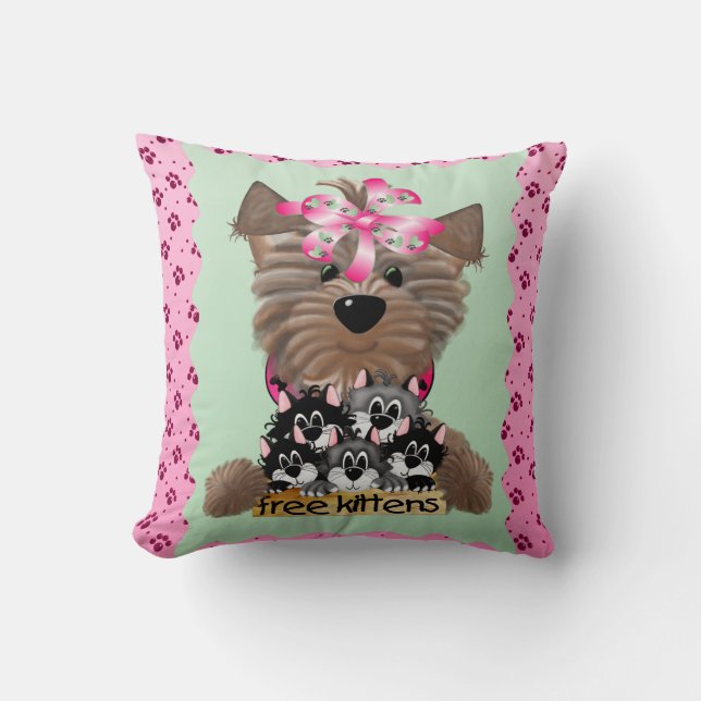Almofada travesseiro decorativo de cães 20" x 20" (Frente)