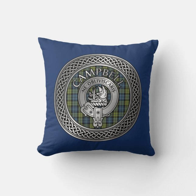 Almofada Travesseiro decorativo de Campbell Crest & Tartan  (Frente)