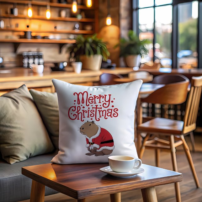 Almofada Travesseiro decorativo de Capybara de Natal (Criador carregado)