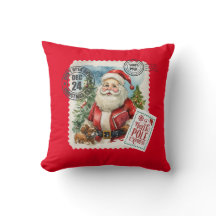 Travesseiro decorativo de Carimbo Vintage Santa Cl