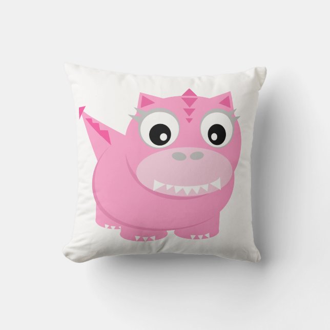 Almofada Travesseiro decorativo de Cartoon Rosa Dinossauro  (Frente)