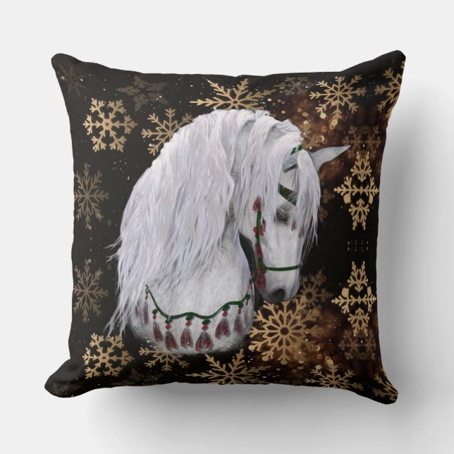 Almofada Travesseiro decorativo de Cavalo de Natal (Frente)