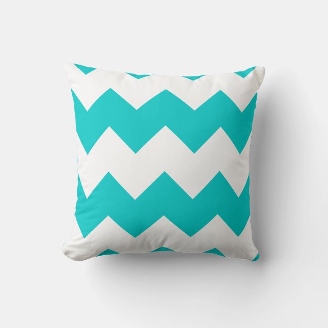 Almofada Travesseiro decorativo de Chevron de turquesa (Frente)
