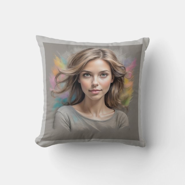 Almofada Travesseiro decorativo de Cinza do Pastel Sketch (Frente)