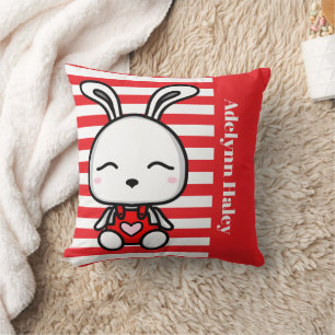 Almofada Travesseiro Decorativo de Coelho Fofo com Listras