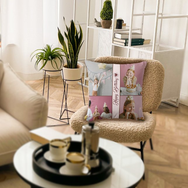 Almofada Travesseiro decorativo de Colagem de Fotos de Aniv (Criador carregado)