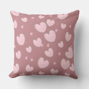 Almofada Travesseiro decorativo de Corações Cor-de-Rosa