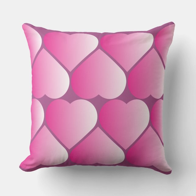 Almofada travesseiro decorativo de corações rosa (Frente)