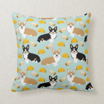 Travesseiro decorativo de Corgi e Tacos - presente