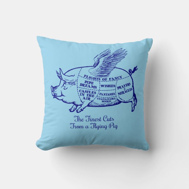 Almofada Travesseiro decorativo de Cortes de Porcos Voadore (Frente)