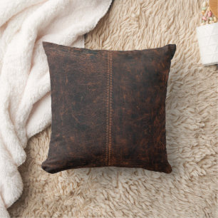 Almofada Travesseiro decorativo De Couro Escuro, Faux, Com