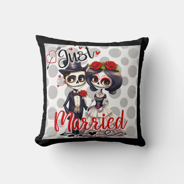 Almofada Travesseiro decorativo de crânio de açúcar branco (Frente)