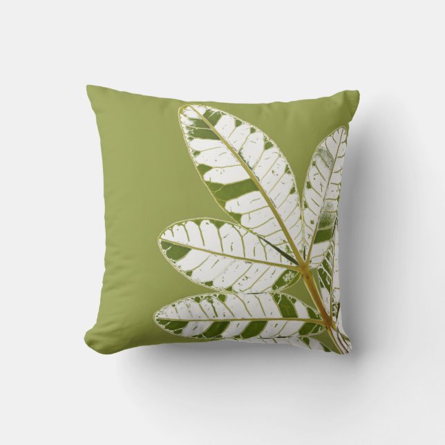 Almofada Travesseiro decorativo de Cushion, padrão foliar h (Frente)