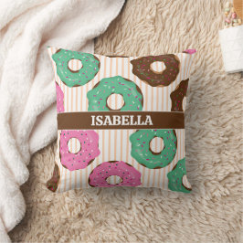 Almofada Travesseiro Decorativo de Donut Rosa e Verde