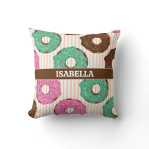 Travesseiro Decorativo de Donut Rosa e Verde