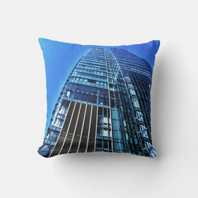 Almofada Travesseiro decorativo de Edifício Industrial Azul (Frente)