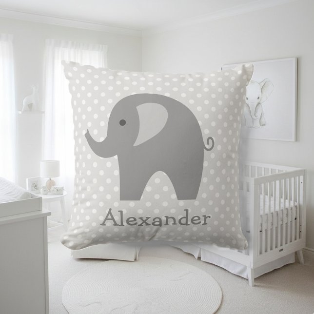 Almofada Travesseiro decorativo de elefante de cinza person (baby room pillow with elephant design)