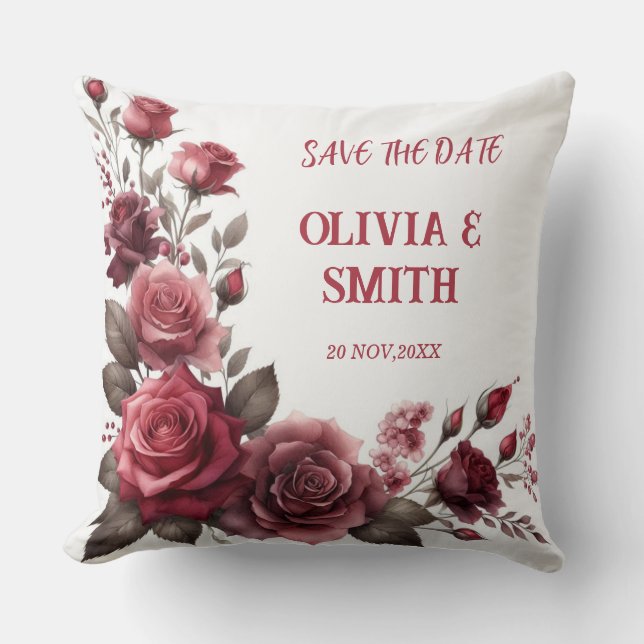 Almofada Travesseiro decorativo de Elegância Burgundy Bloss (Frente)