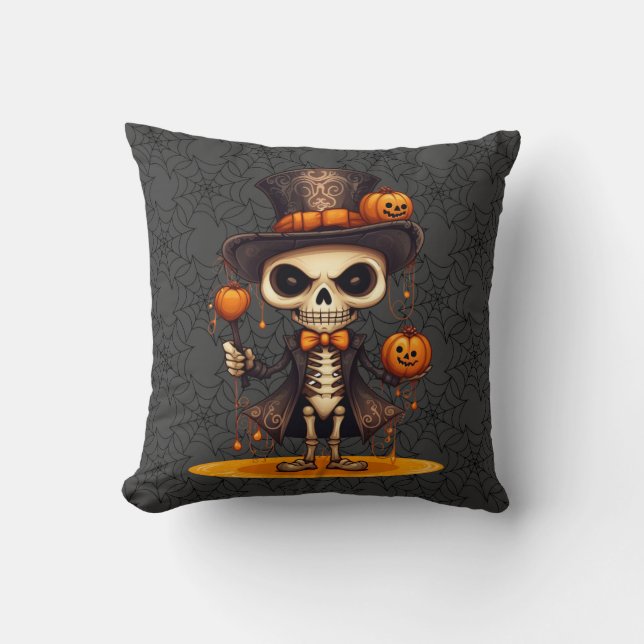 Almofada Travesseiro decorativo de esqueleto Steampunk (Frente)