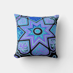 Almofada Travesseiro decorativo de Estrelas e Corações Azui