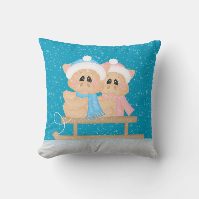 Almofada Travesseiro decorativo de férias de suínos sazonai (Frente)