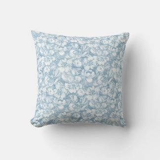 Almofada Travesseiro decorativo de flor de aquarela azul