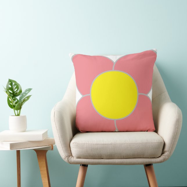Almofada Travesseiro decorativo de Flor Rosa (Cadeira)